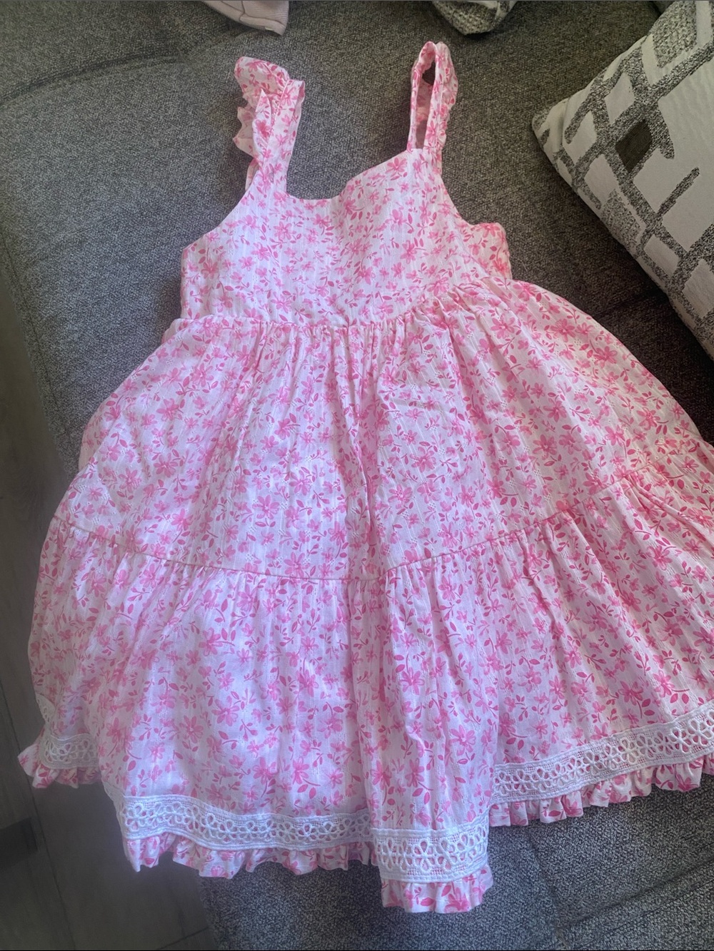 Pink Floral Ruffle Sundress for Girls